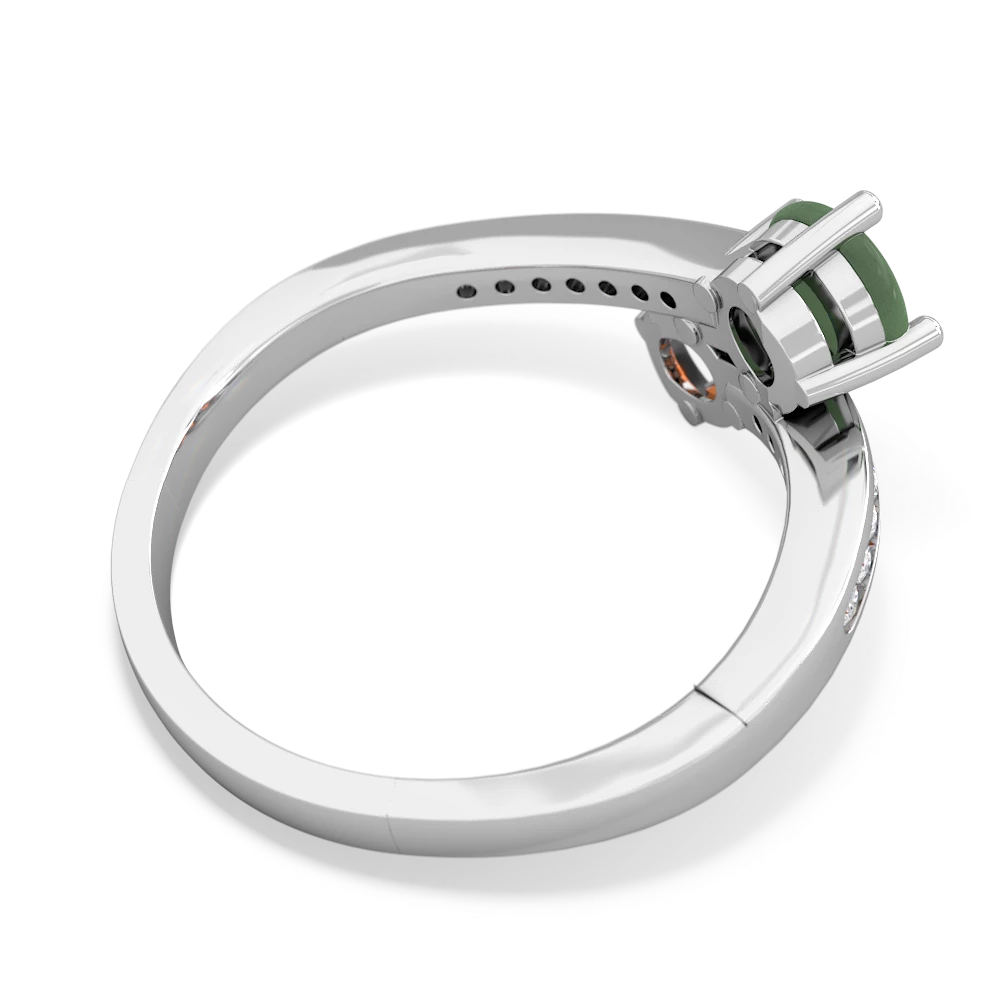 Jade Channel Set Two Stone 14K White Gold ring R5303