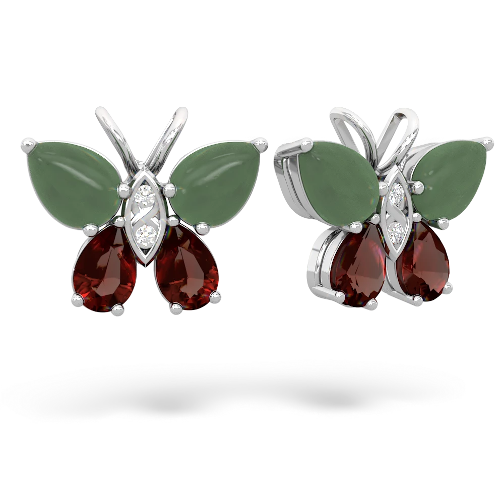Jade Butterfly 14K White Gold earrings E2215