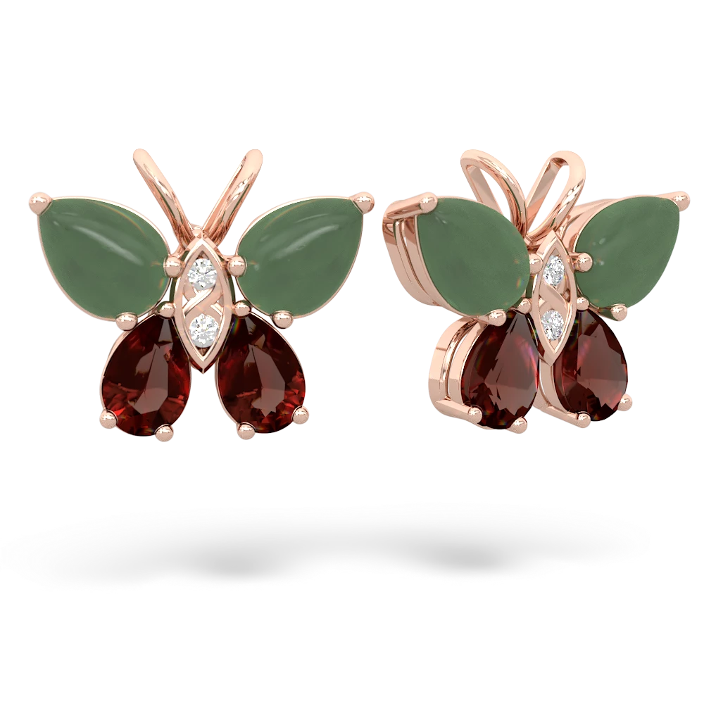 Jade Butterfly 14K Rose Gold earrings E2215