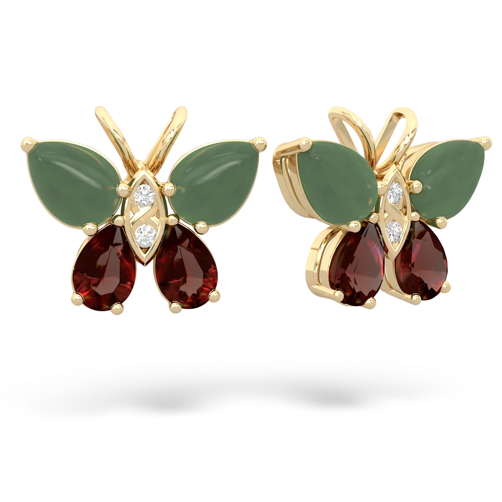 Jade Butterfly 14K Yellow Gold earrings E2215