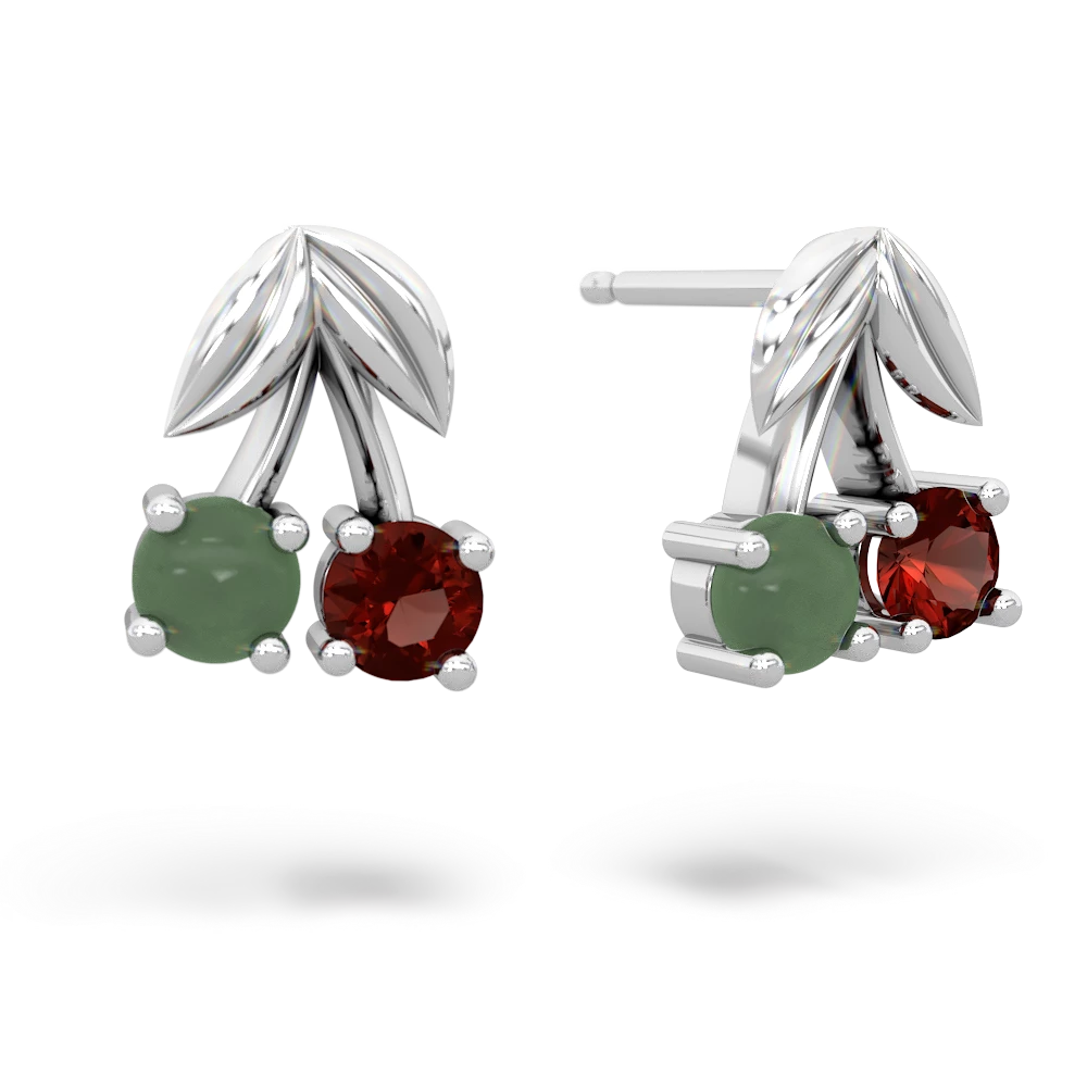 Jade Sweet Cherries 14K White Gold earrings E7001
