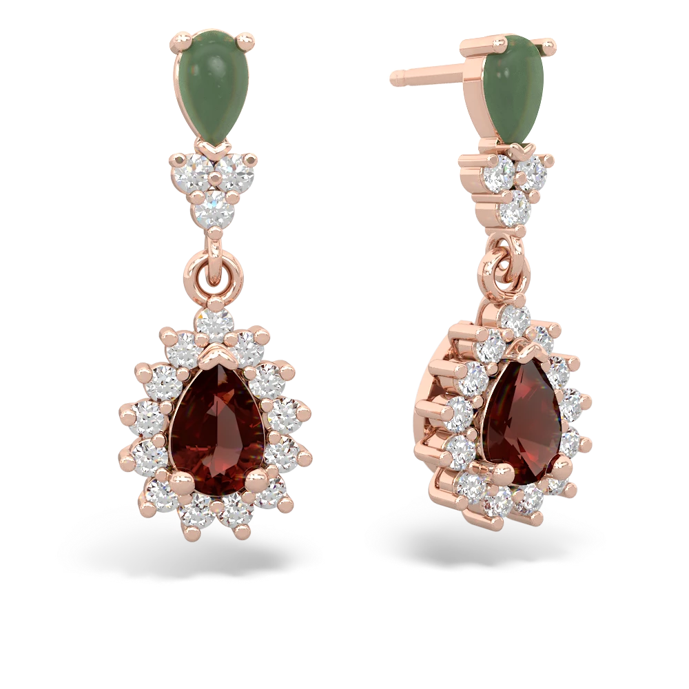 Jade Halo Pear Dangle 14K Rose Gold earrings E1882