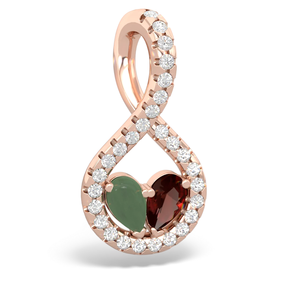 Jade Pave Twist 'One Heart' 14K Rose Gold pendant P5360