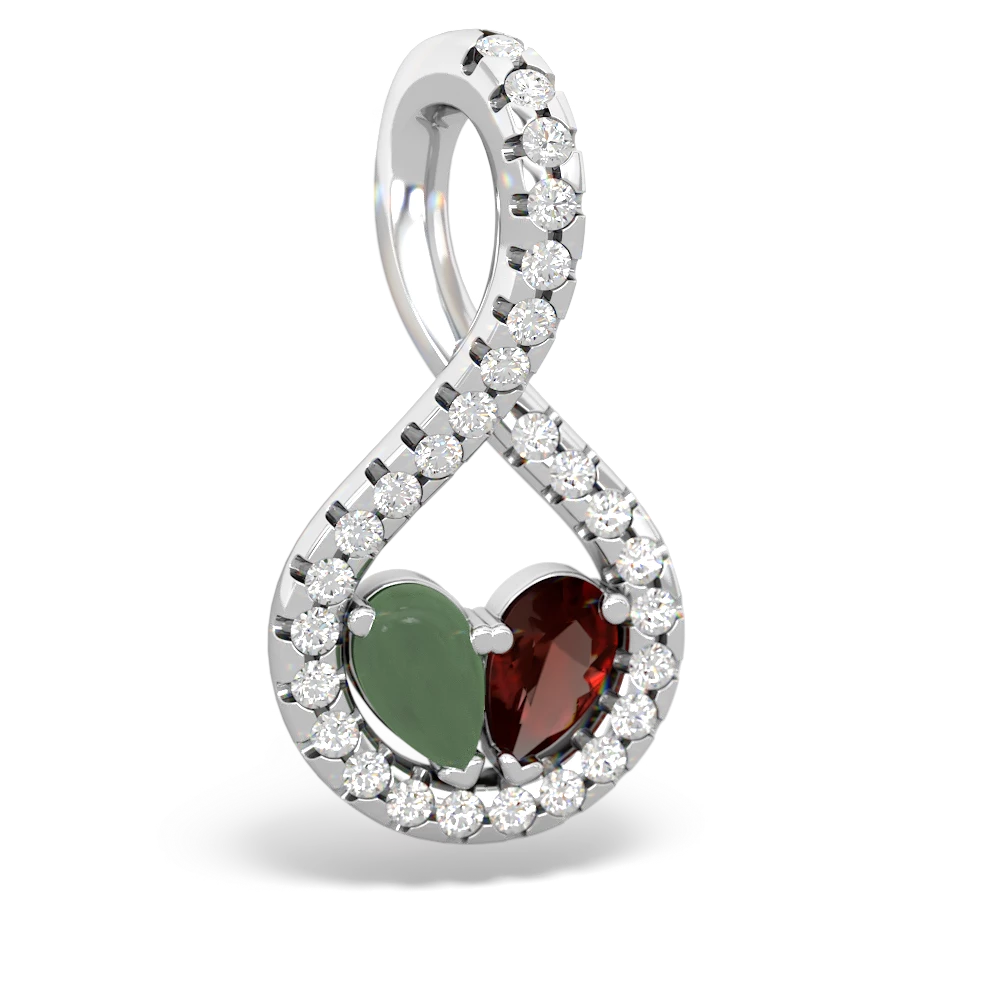 Jade Pave Twist 'One Heart' 14K White Gold pendant P5360