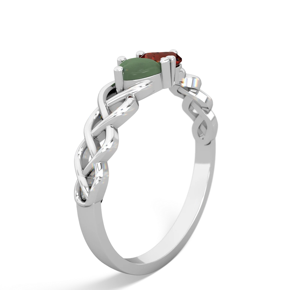 Jade Heart To Heart Braid 14K White Gold ring R5870