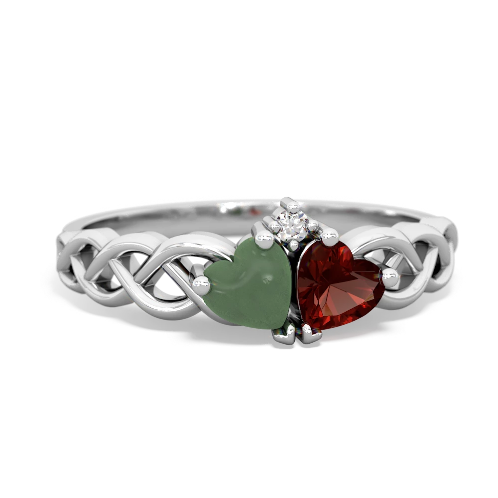 Jade Heart To Heart Braid 14K White Gold ring R5870