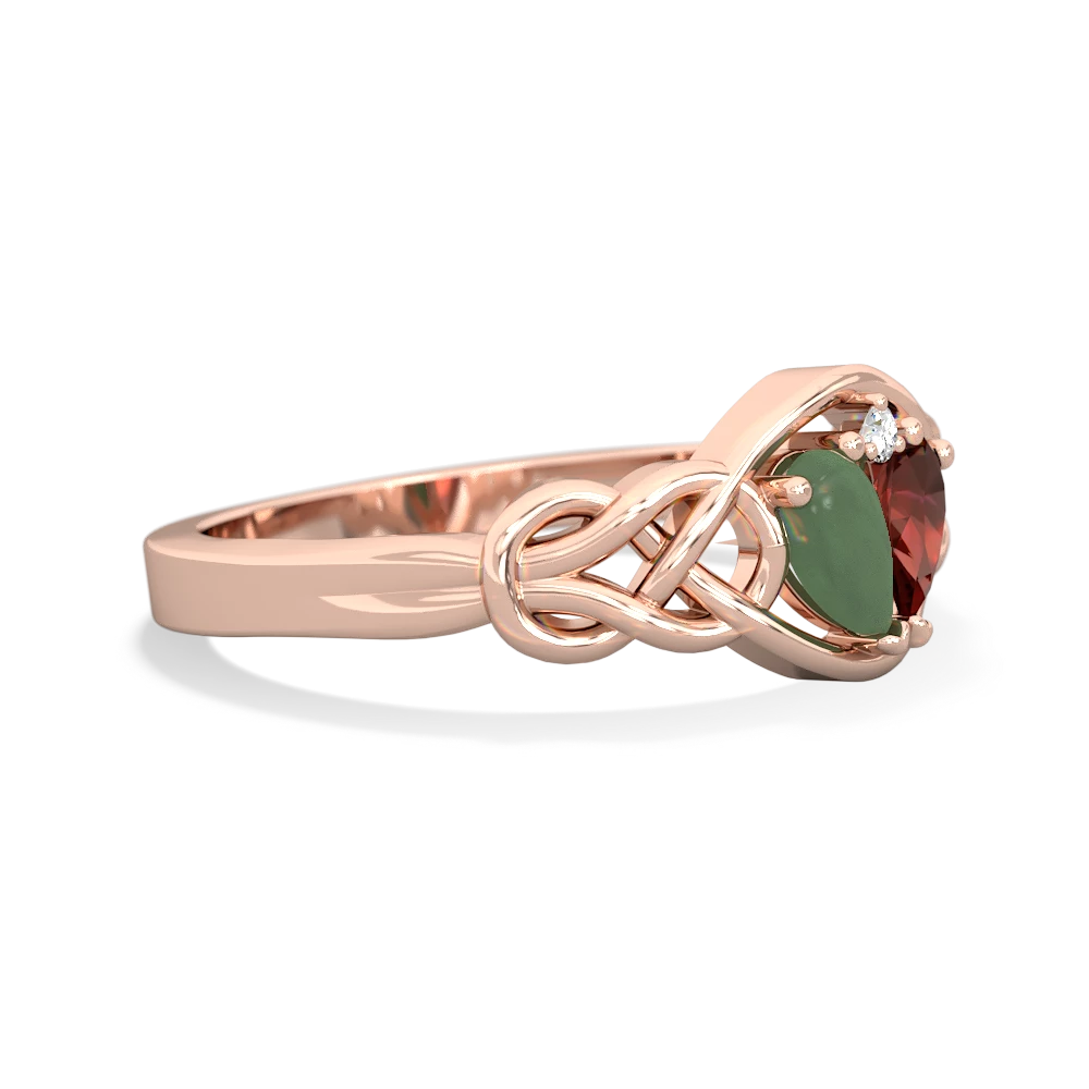 Jade Celtic Love Knot 14K Rose Gold ring R5420