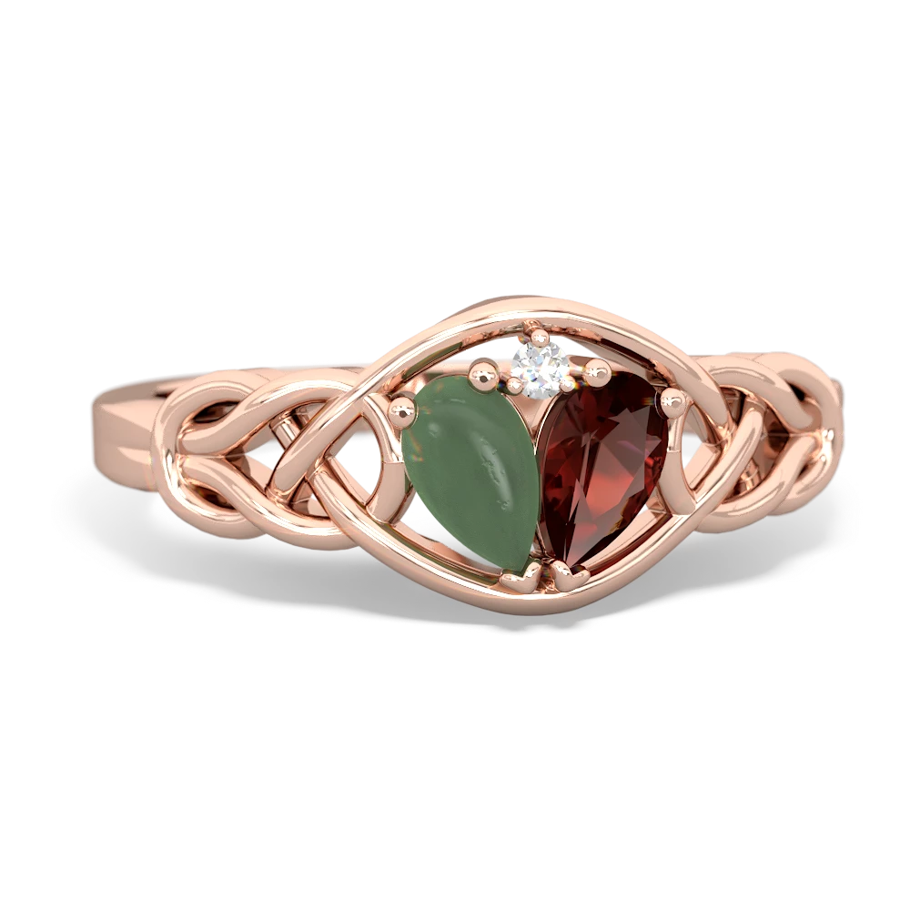 Jade Celtic Love Knot 14K Rose Gold ring R5420