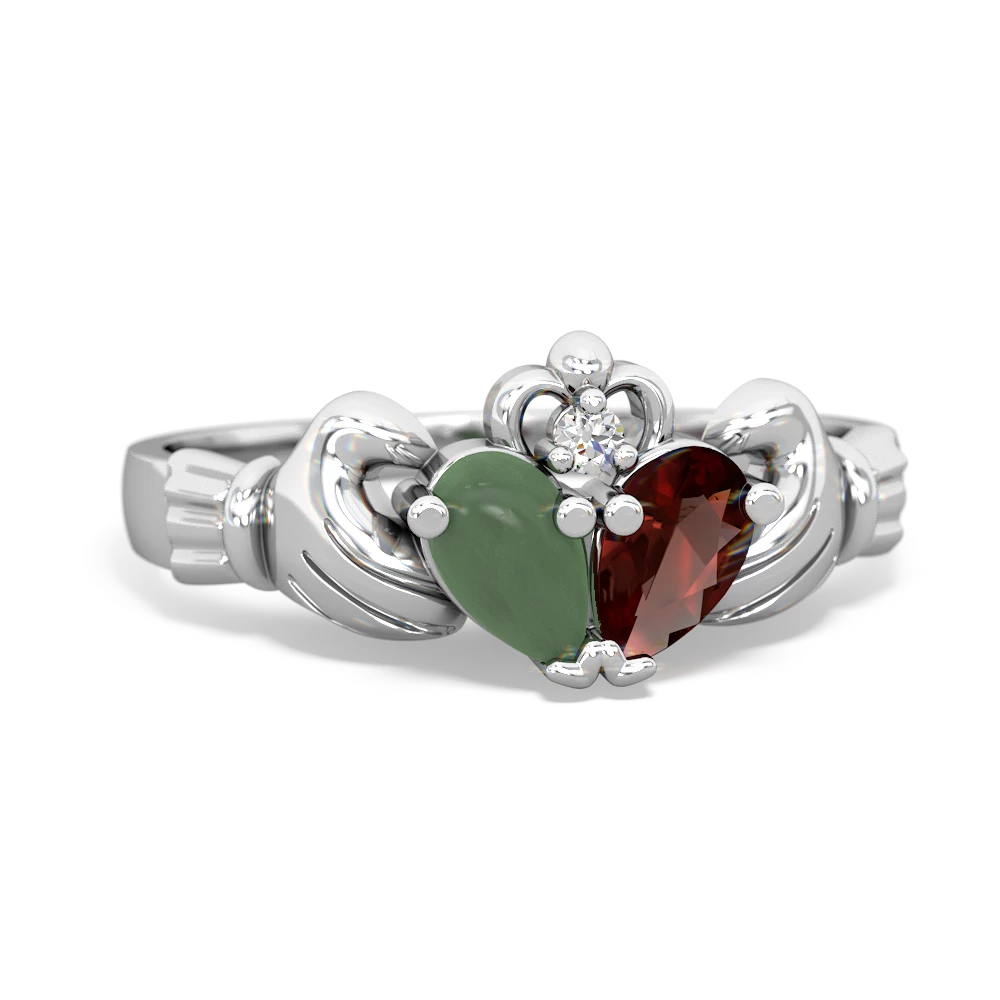 Jade 'Our Heart' Claddagh 14K White Gold ring R2388