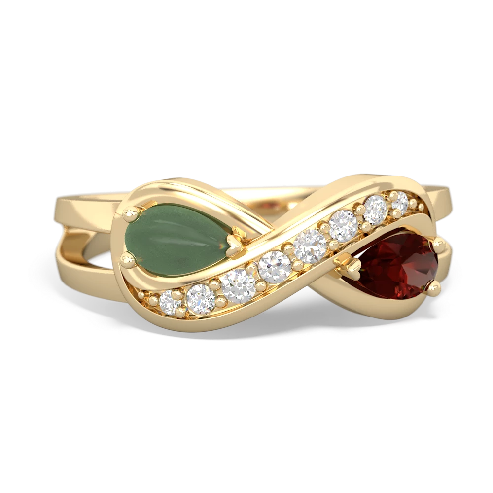 Jade Diamond Infinity 14K Yellow Gold ring R5390