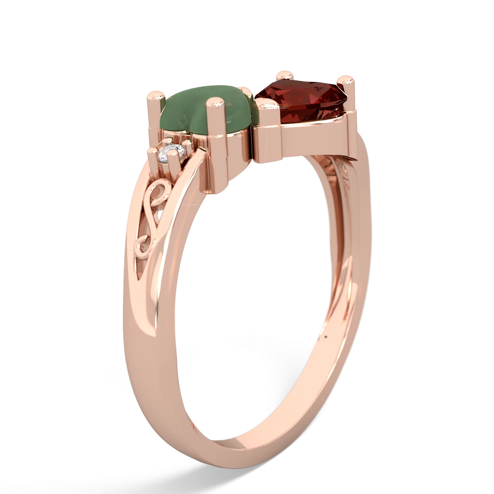 Jade Snuggling Hearts 14K Rose Gold ring R2178