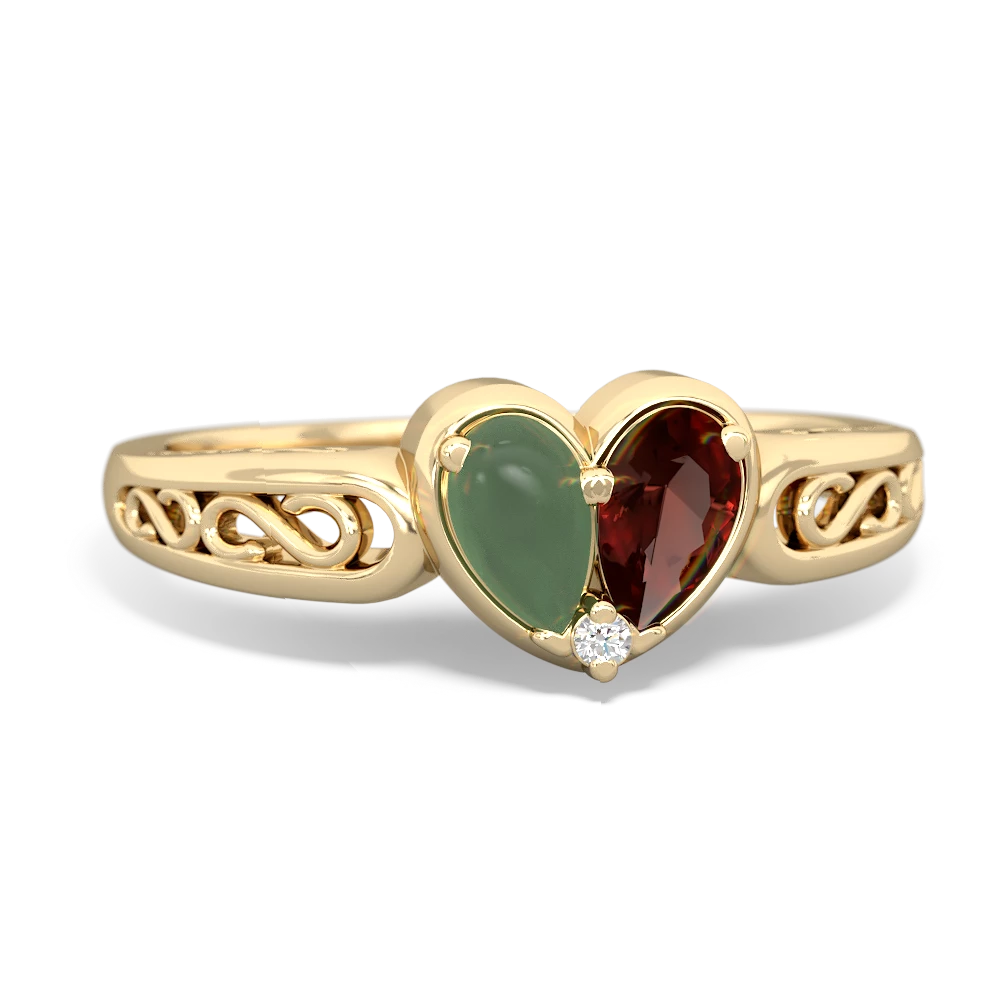 Jade Filligree 'One Heart' 14K Yellow Gold ring R5070