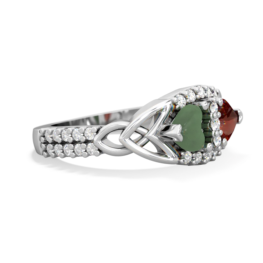 Jade Sparkling Celtic Knot 14K White Gold ring R2645