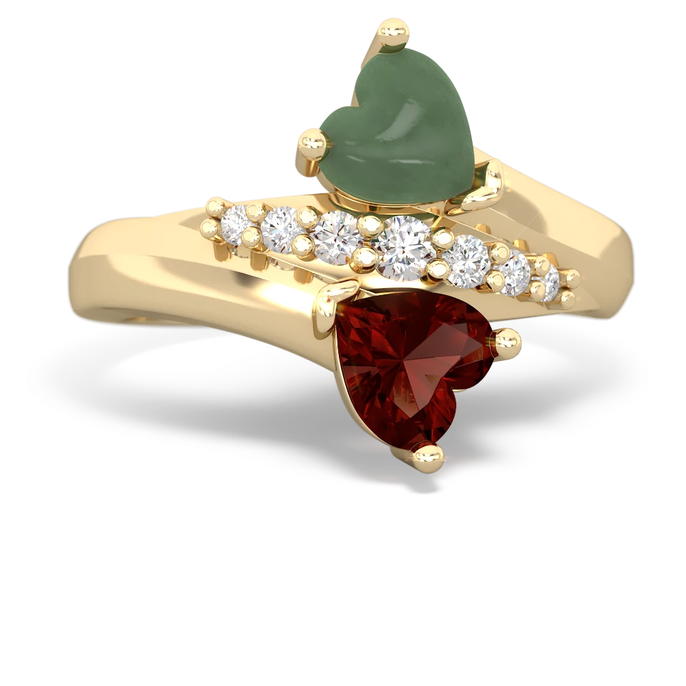 Jade Heart To Heart 14K Yellow Gold ring R2064