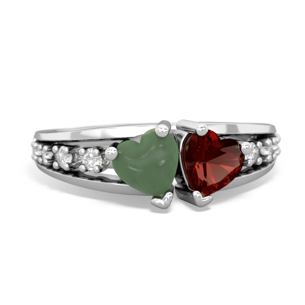 Jade Heart To Heart 14K White Gold ring R3342