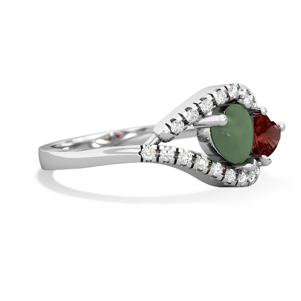 Jade Mother And Child 14K White Gold ring R3010