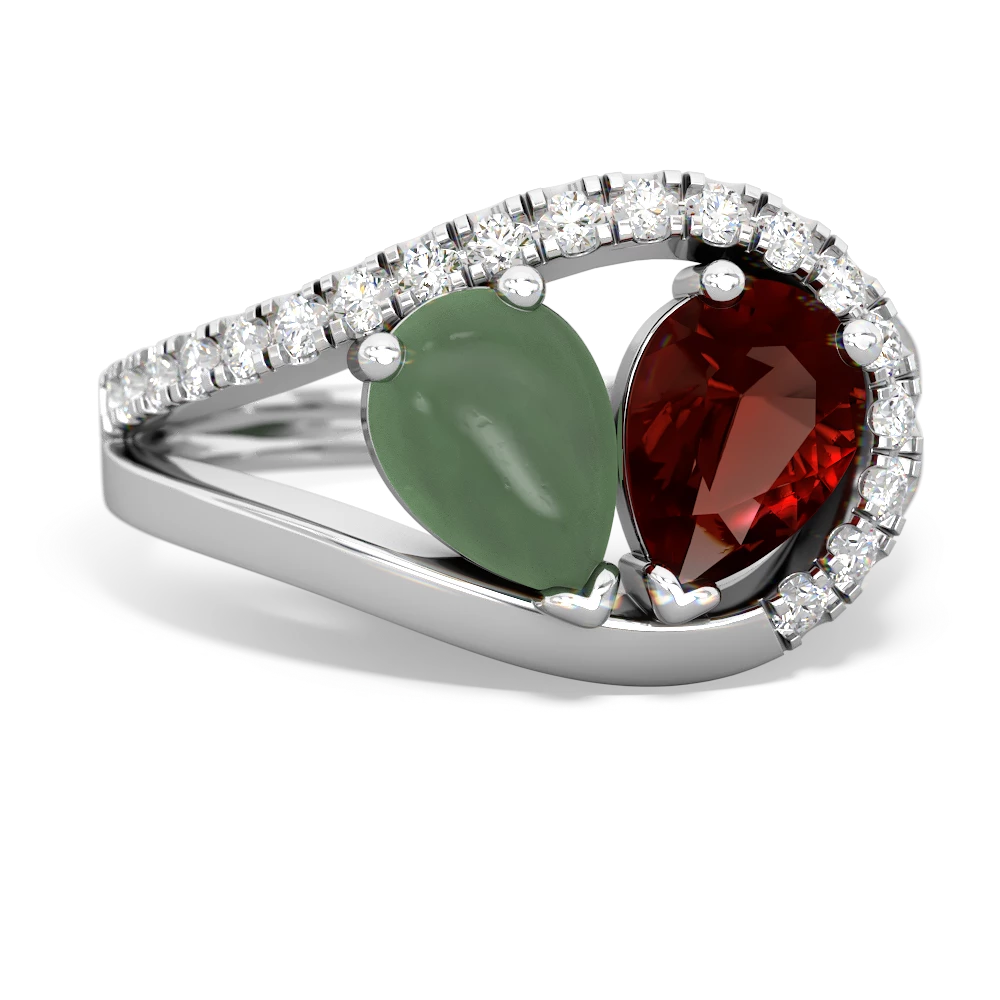 Jade Nestled Heart Keepsake 14K White Gold ring R5650