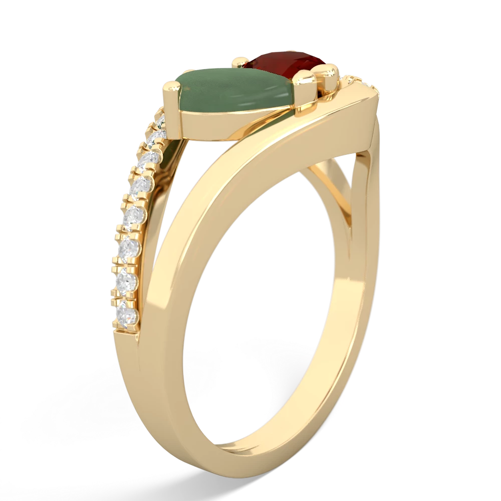 Jade Nestled Heart Keepsake 14K Yellow Gold ring R5650