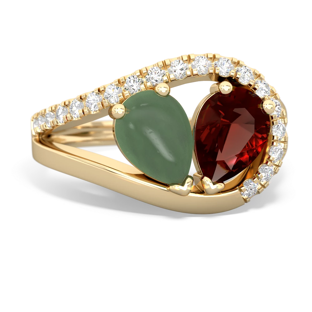 Jade Nestled Heart Keepsake 14K Yellow Gold ring R5650