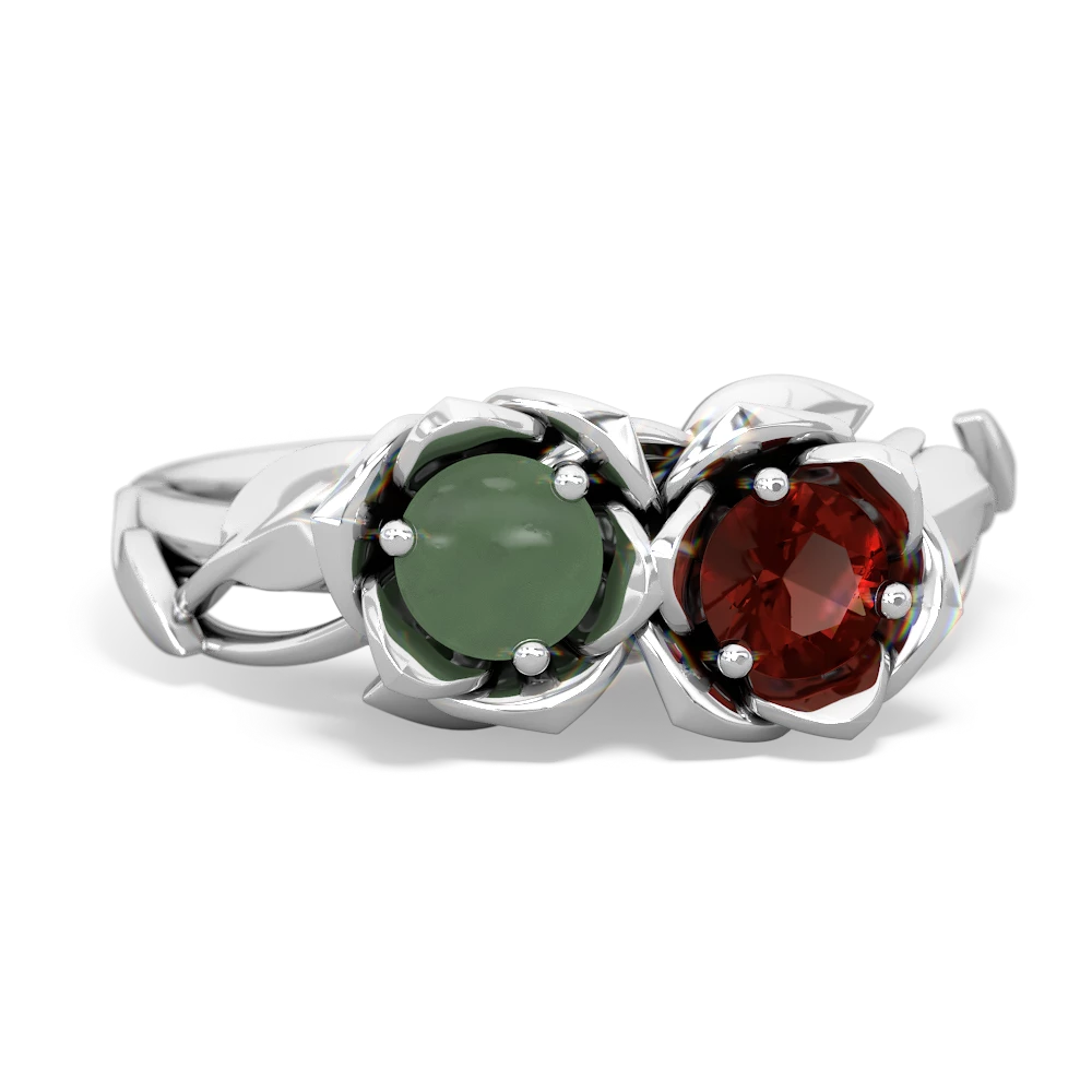 Jade Rose Garden 14K White Gold ring R5510