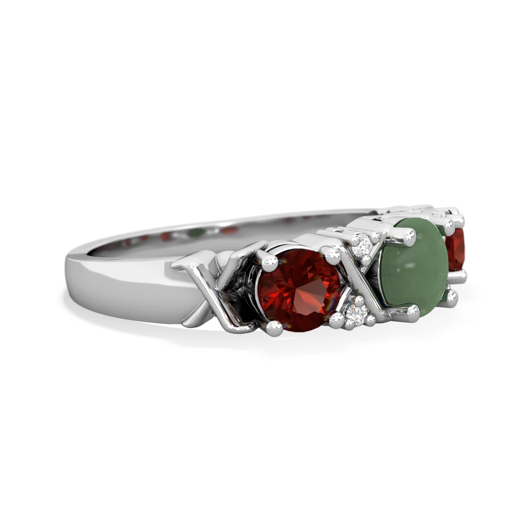 Jade Hugs And Kisses 14K White Gold ring R5016