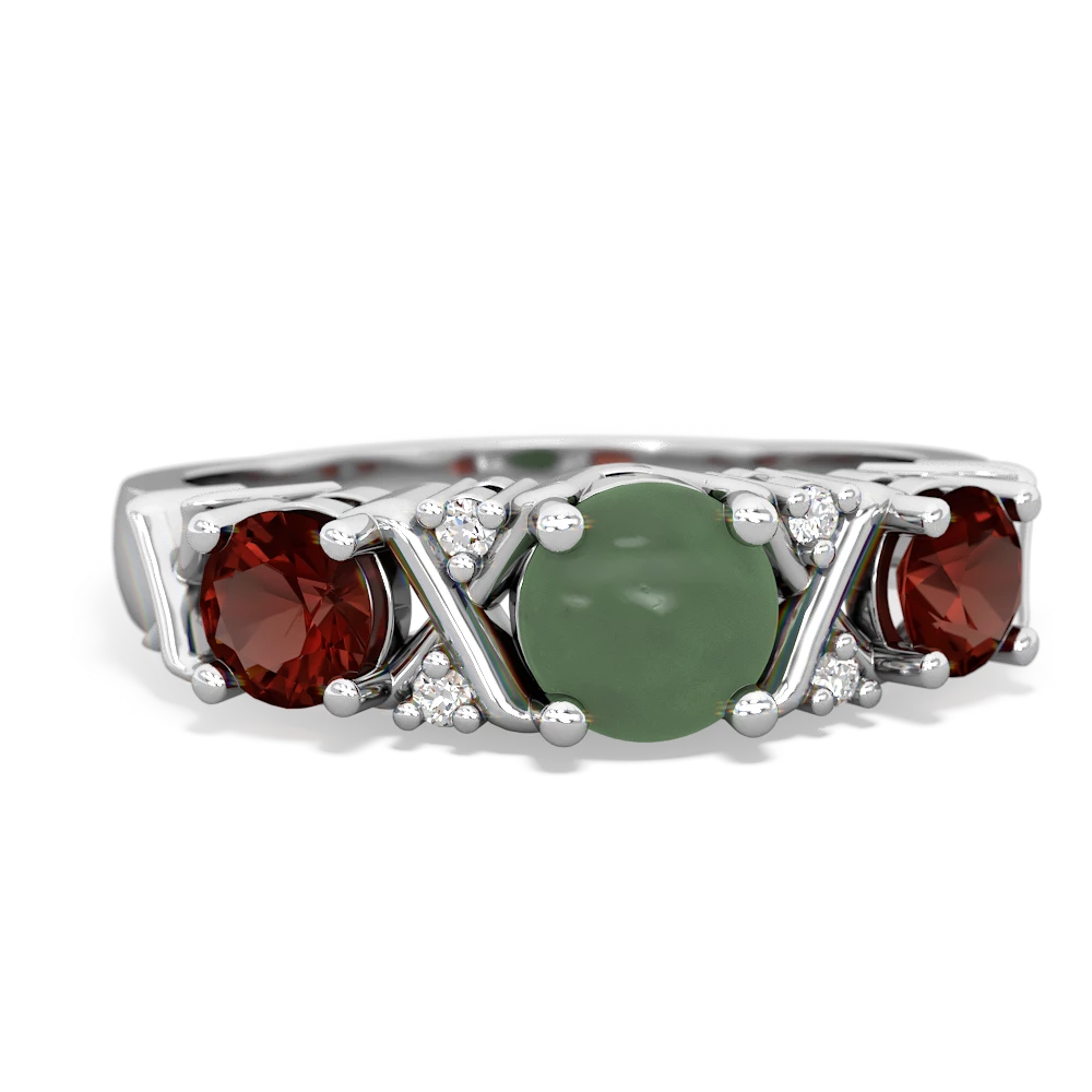 Jade Hugs And Kisses 14K White Gold ring R5016