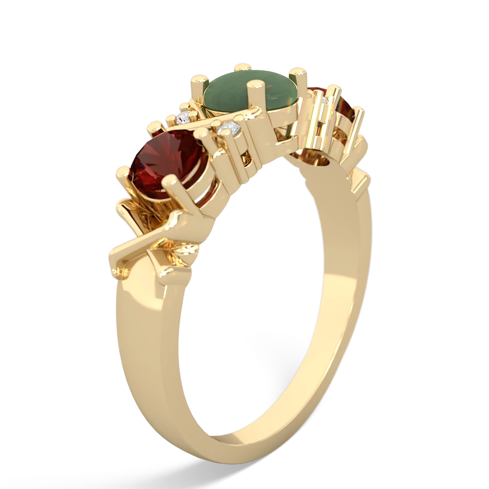 Jade Hugs And Kisses 14K Yellow Gold ring R5016