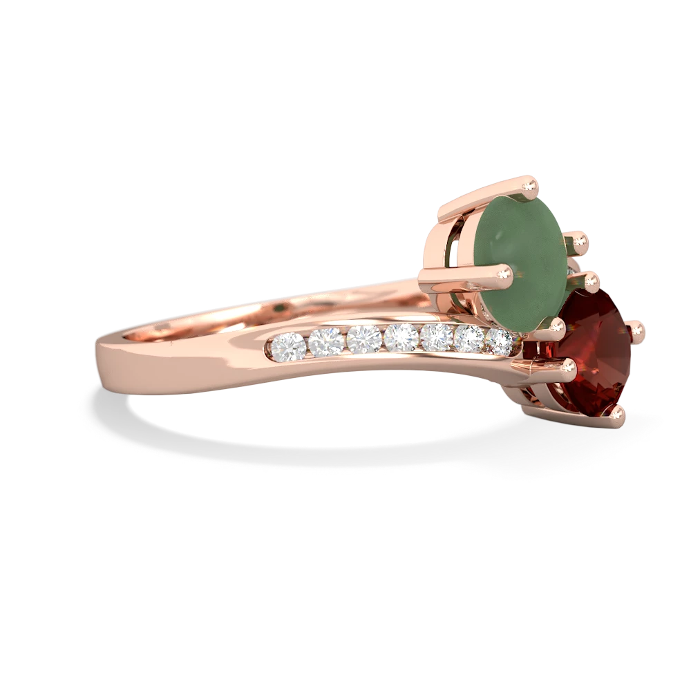 Jade Channel Set Two Stone 14K Rose Gold ring R5303