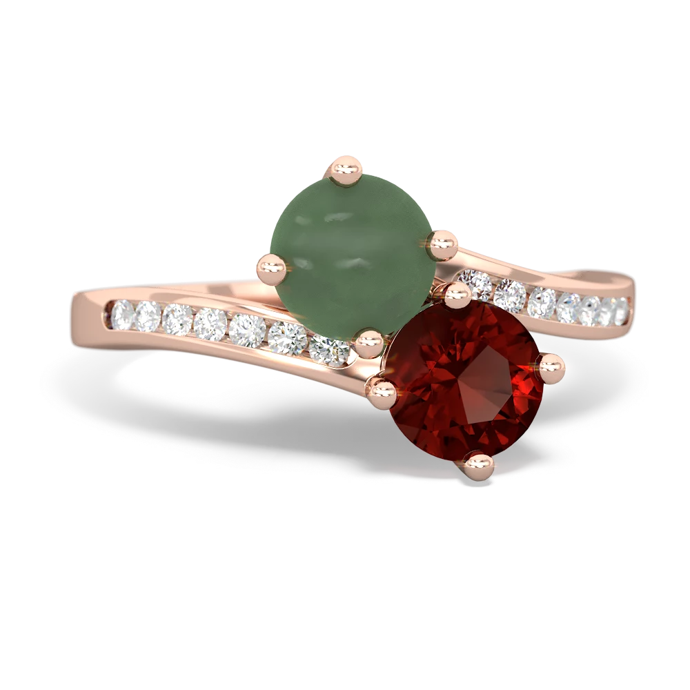 Jade Channel Set Two Stone 14K Rose Gold ring R5303