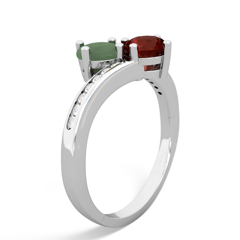 Jade Channel Set Two Stone 14K White Gold ring R5303