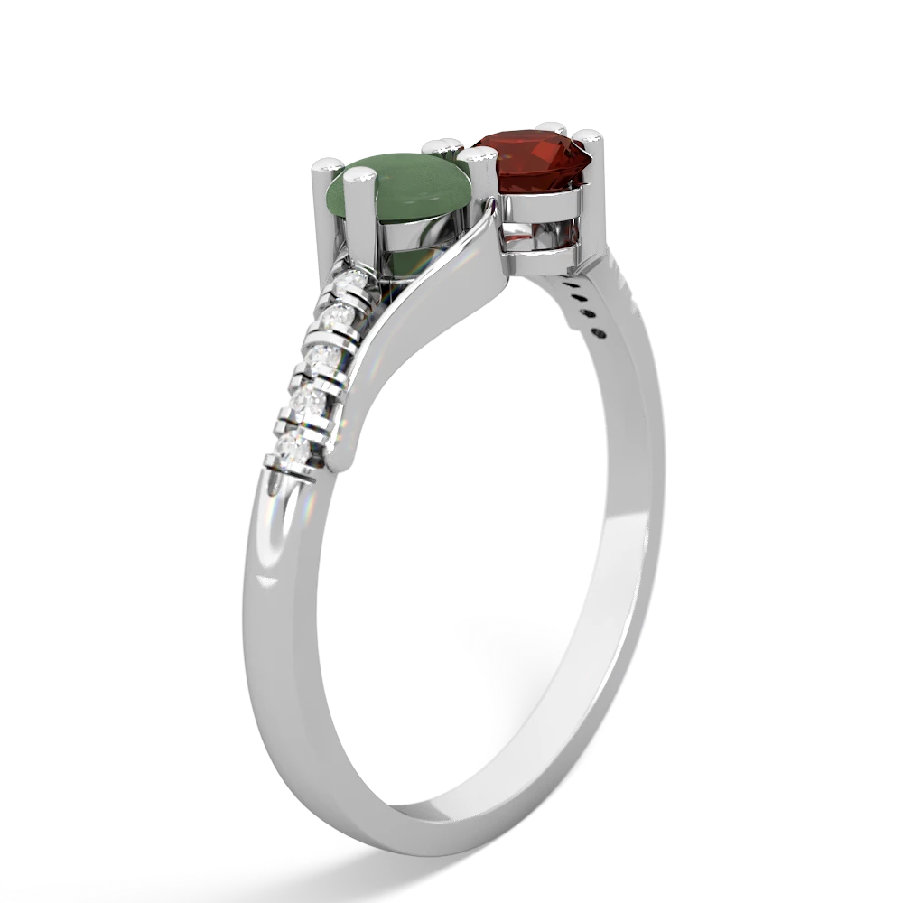 Jade Infinity Pave Two Stone 14K White Gold ring R5285