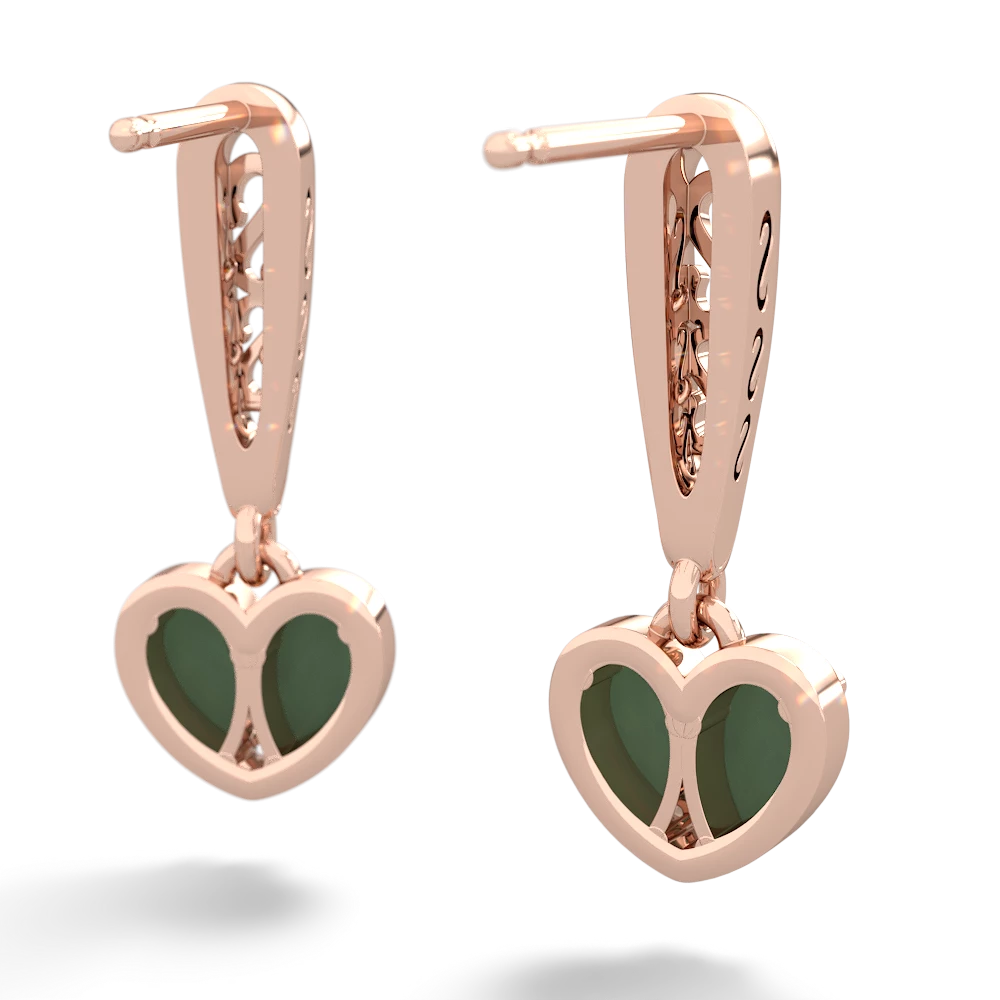 Jade Filligree Heart 14K Rose Gold earrings E5070