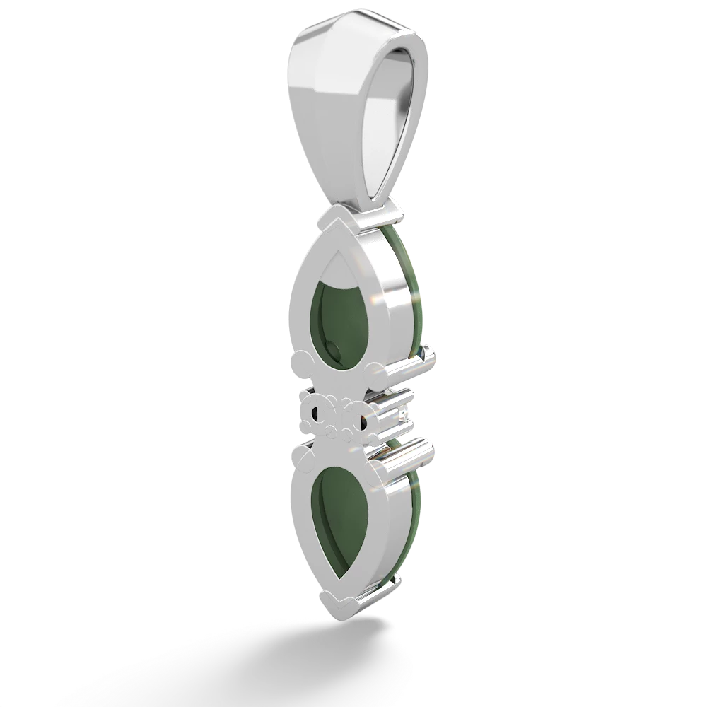 Jade Bowtie Drop 14K White Gold pendant P0865