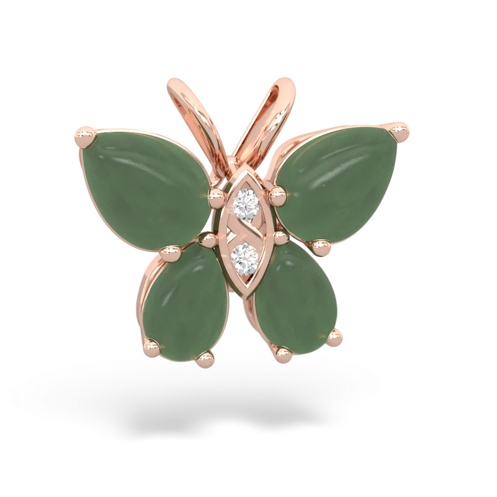 Jade Butterfly 14K Rose Gold pendant P2215