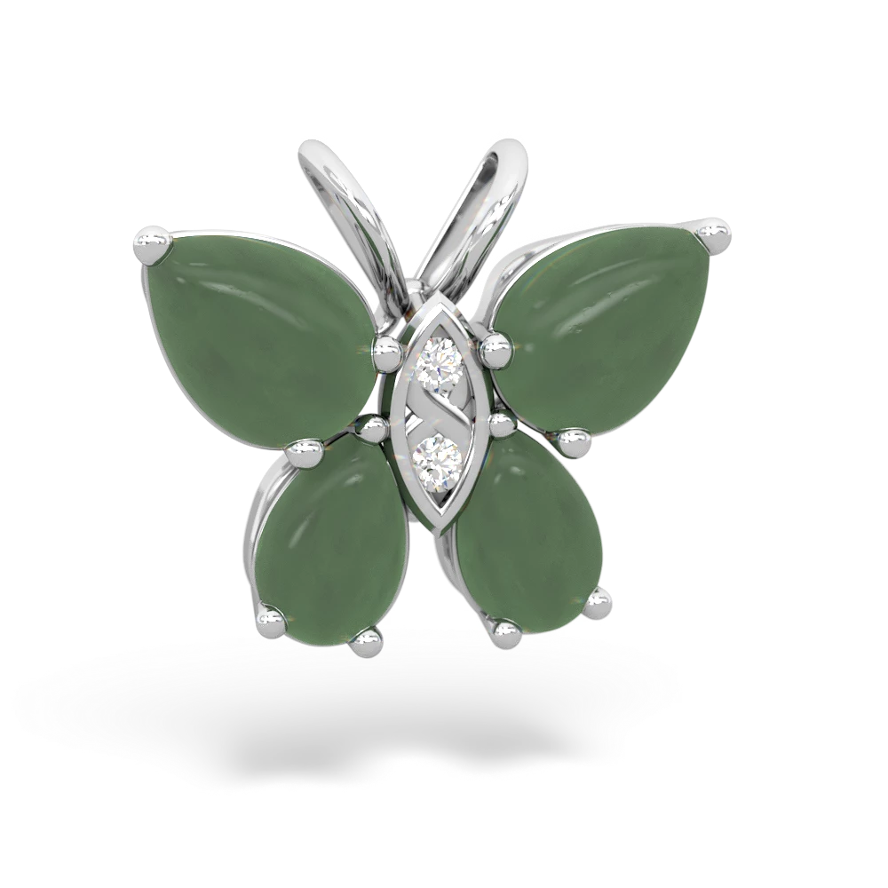 Jade Butterfly 14K White Gold pendant P2215