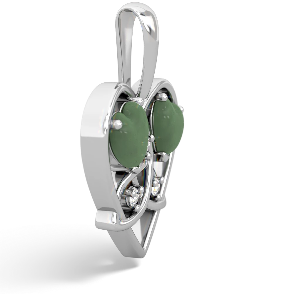 Jade Celtic Trinity Heart 14K White Gold pendant P5331