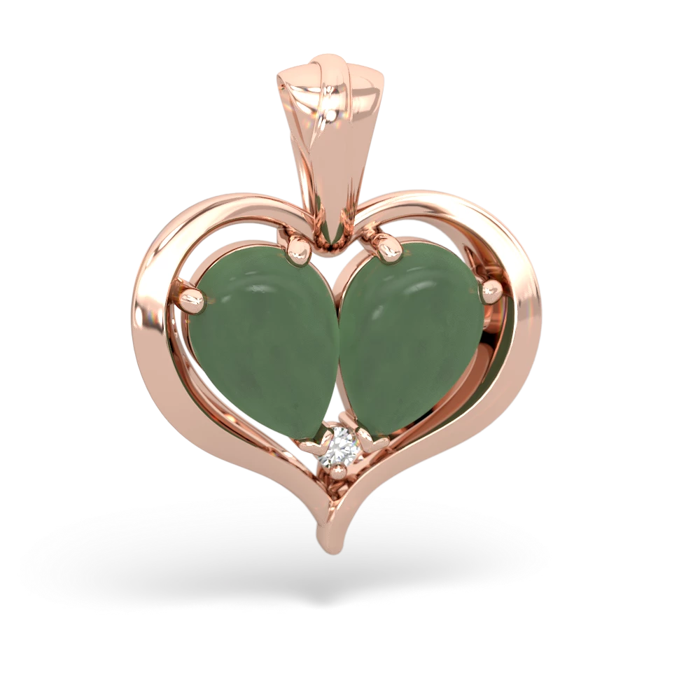 Jade Two Become One 14K Rose Gold pendant P5330