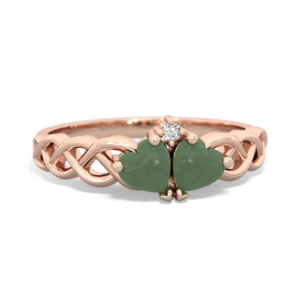 Jade Heart To Heart Braid 14K Rose Gold ring R5870