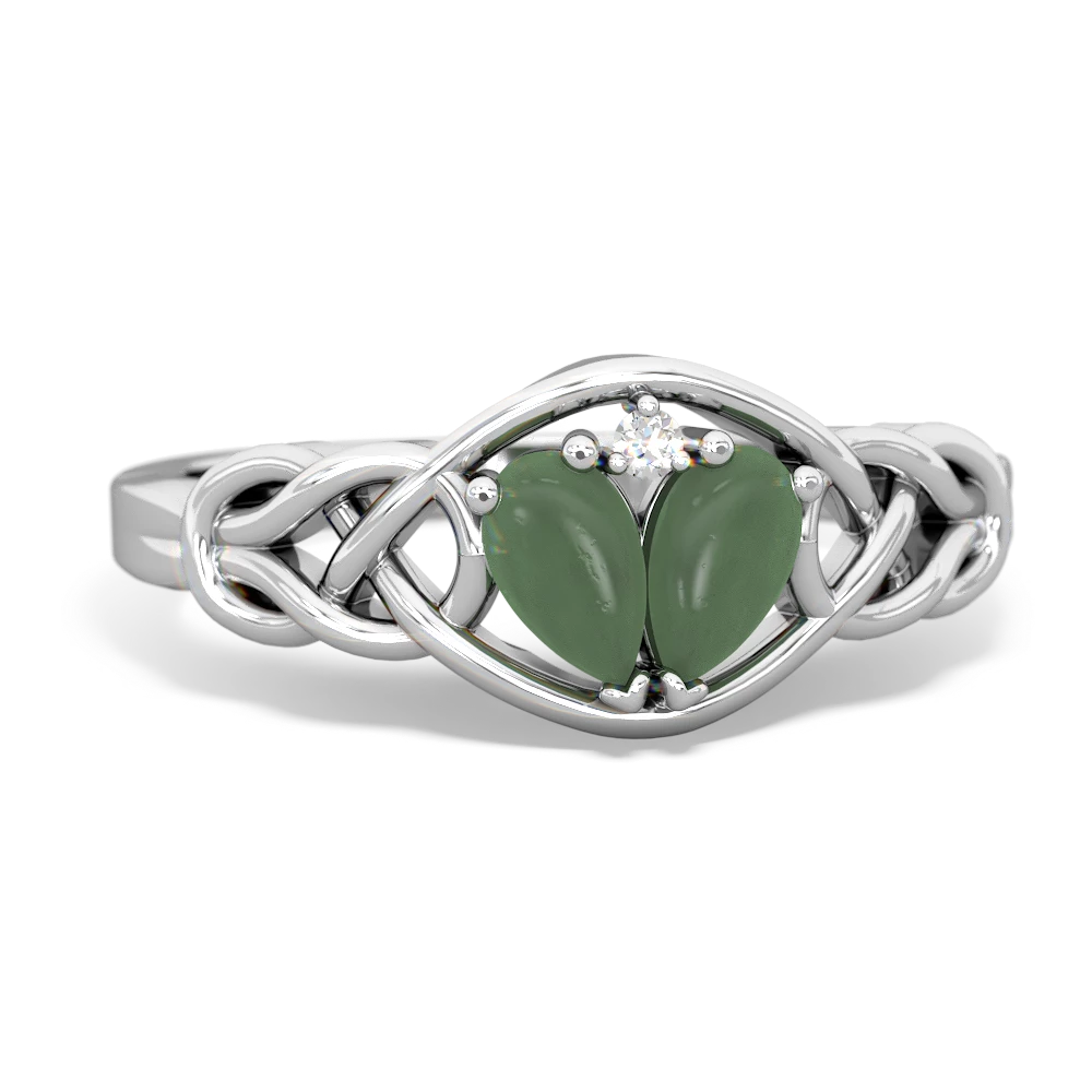 Jade Celtic Love Knot 14K White Gold ring R5420