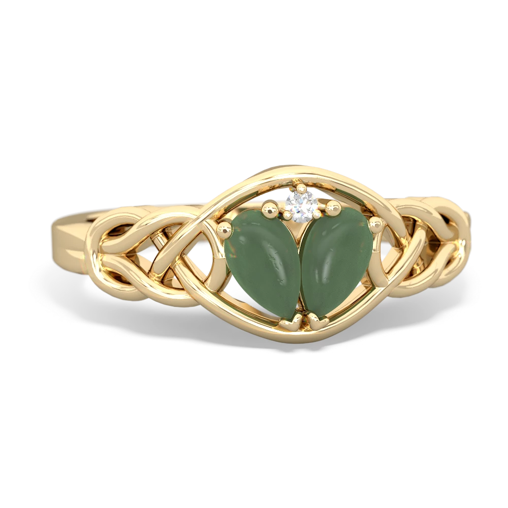 Jade Celtic Love Knot 14K Yellow Gold ring R5420