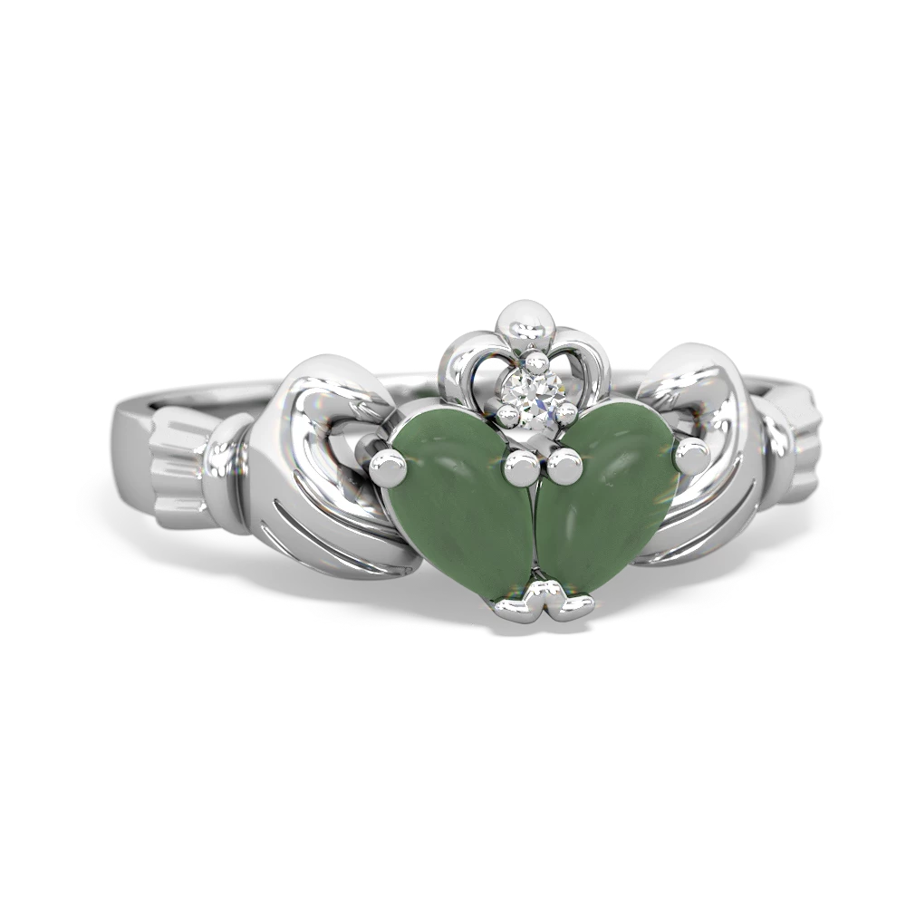 Jade 'Our Heart' Claddagh 14K White Gold ring R2388