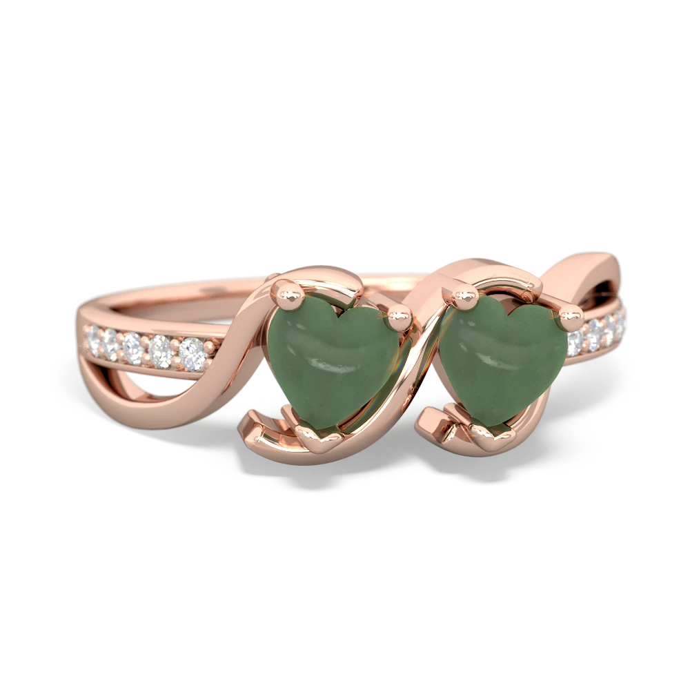 Jade Side By Side 14K Rose Gold ring R3090