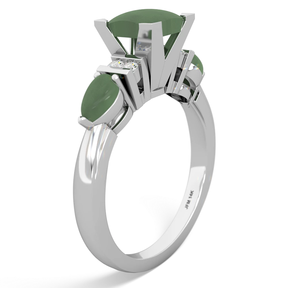 Lab Emerald 6Mm Princess Eternal Embrace Engagement 14K White Gold ring C2002