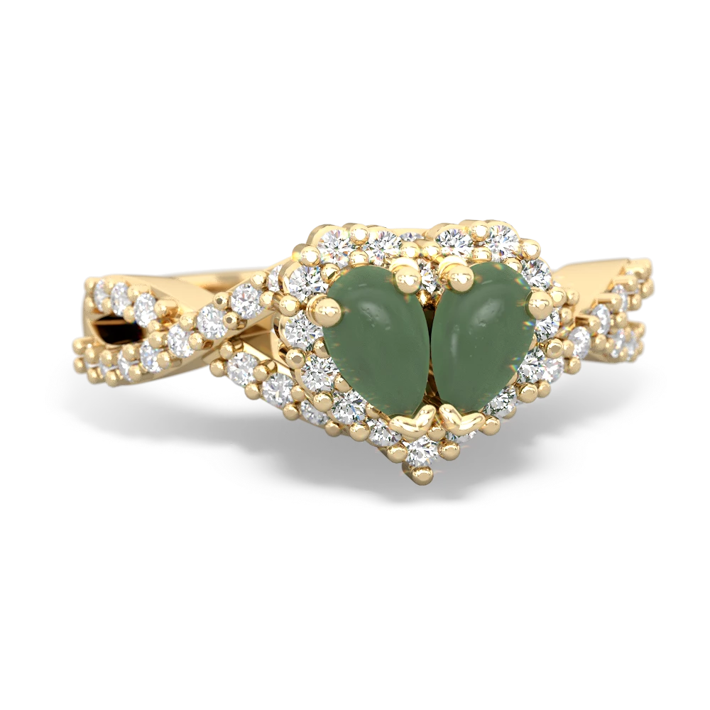 Jade Diamond Twist 'One Heart' 14K Yellow Gold ring R2640HRT