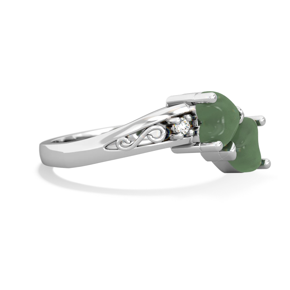 Jade Snuggling Hearts 14K White Gold ring R2178