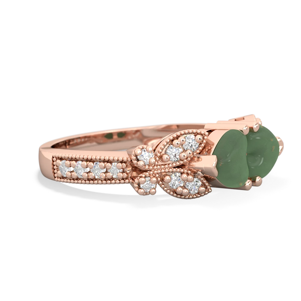 Jade Diamond Butterflies 14K Rose Gold ring R5601