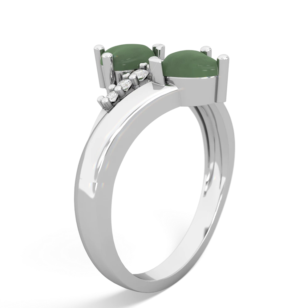 Jade Heart To Heart 14K White Gold ring R2064