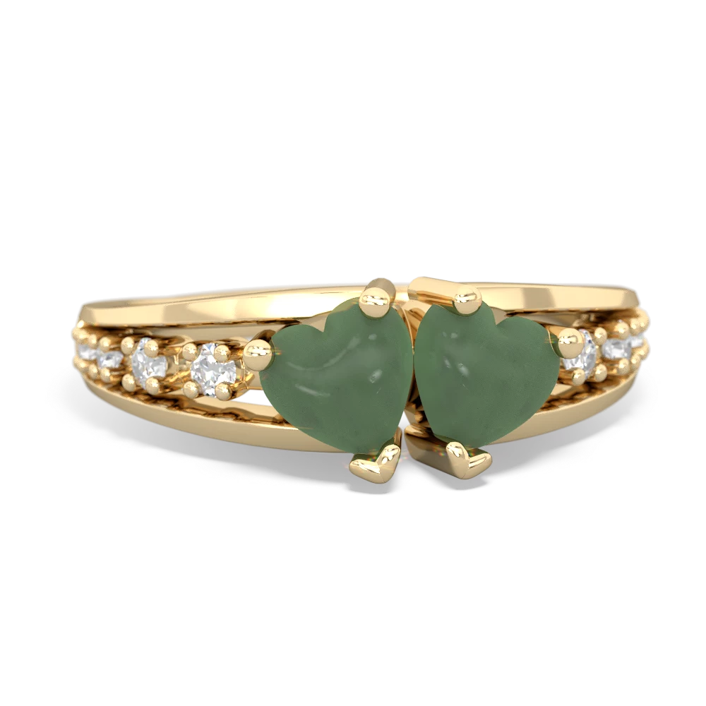 Jade Heart To Heart 14K Yellow Gold ring R3342