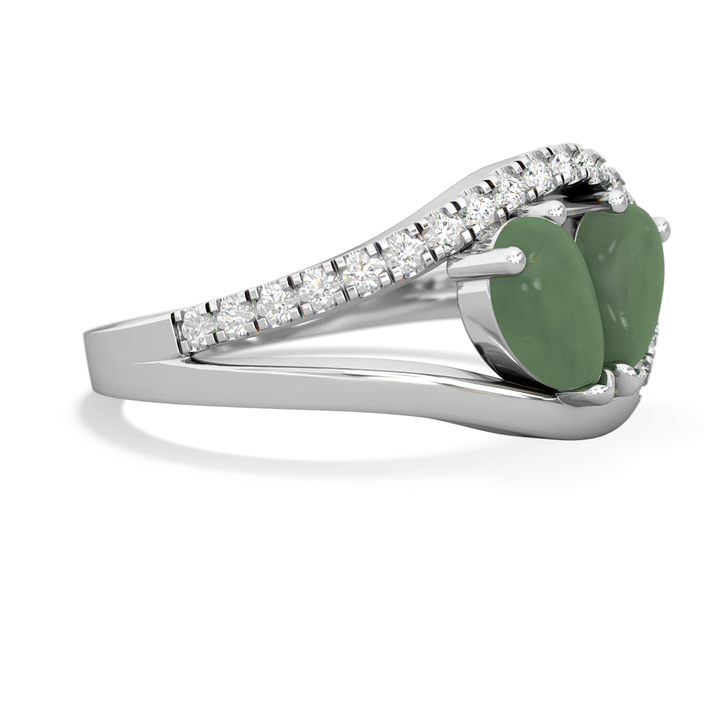 Jade Nestled Heart Keepsake 14K White Gold ring R5650