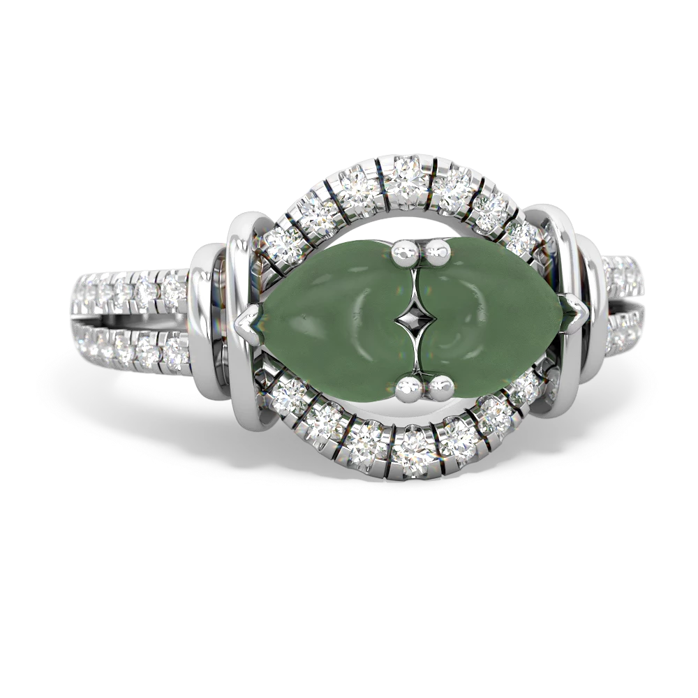 Jade Art-Deco Keepsake 14K White Gold ring R5630